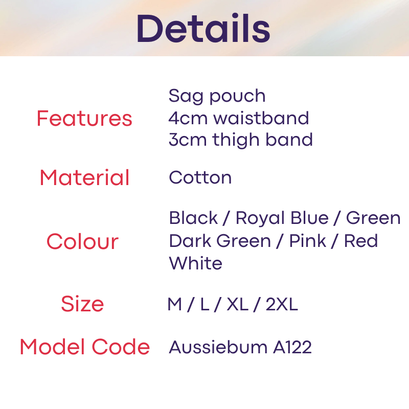 Men's Jockstrap: Cotton Jockstrap with Sag Pouch (A122)