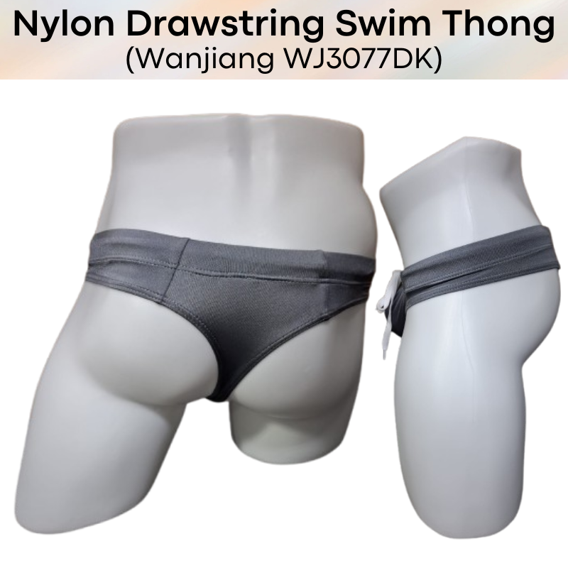 Men's Swimwear: Nylon Swim Thong with Drawstring (WJ3077DK)