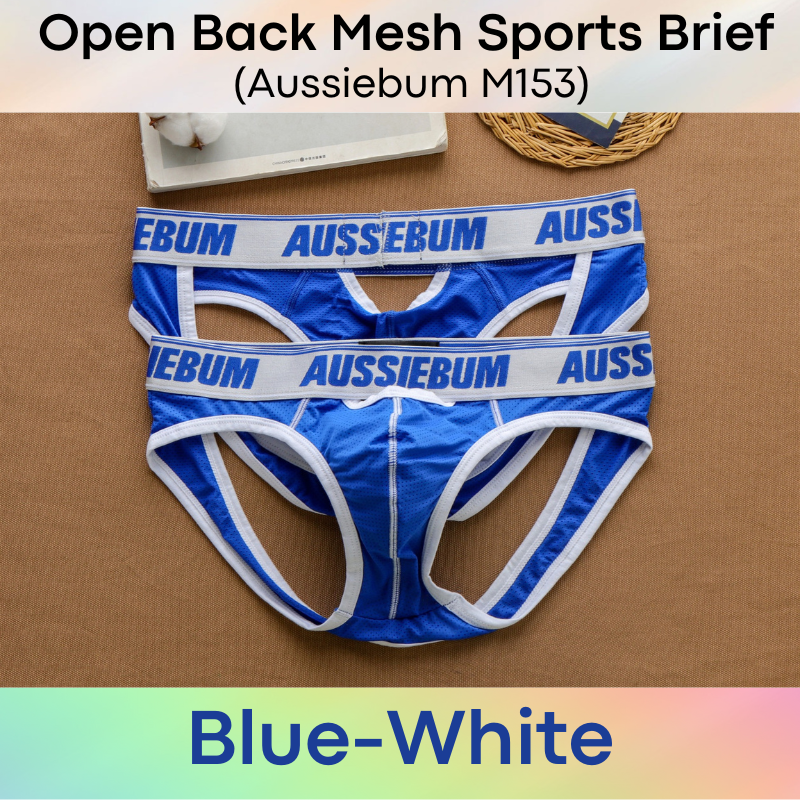 Men's Brief : Nylon Mesh Sports Brief with Front Pouch Opening (Aussiebum M153)