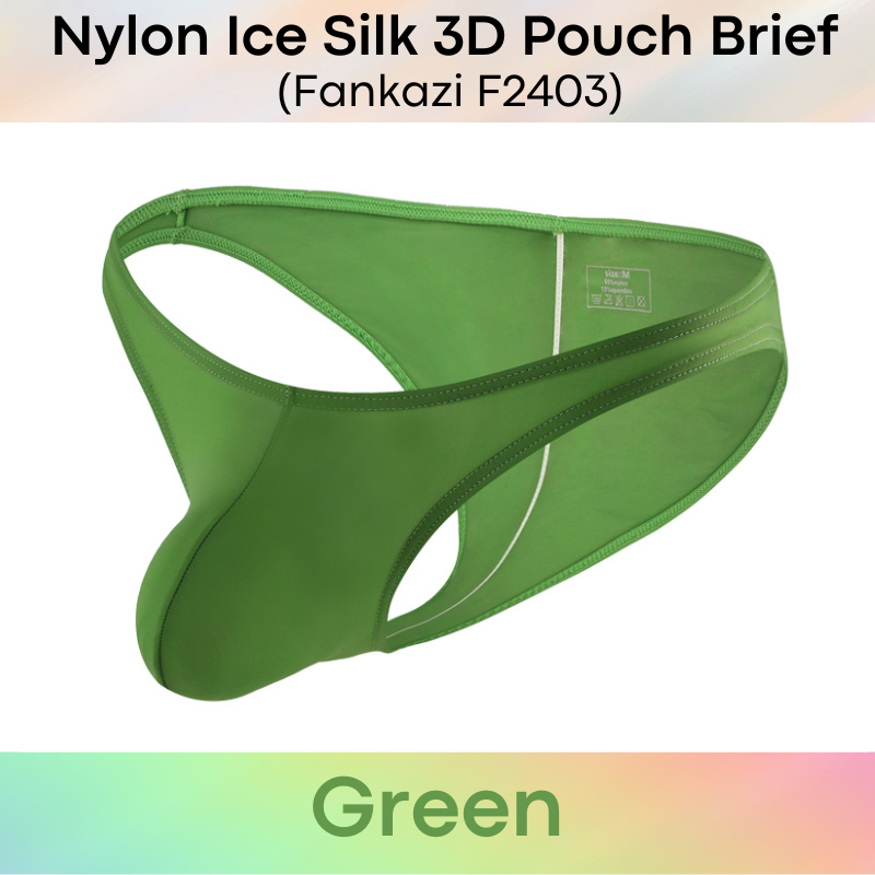 Men's Brief: Nylon Ice Silk Brief with 3D Pouch and Rear Mid Insewn (F2403)