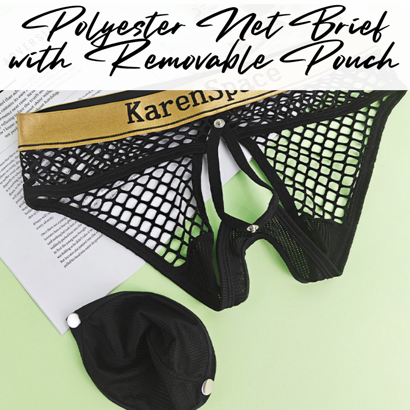 Men's Brief: Polyester Net Brief with Removable Mesh Pouch and Open Back (KS1925SJ)