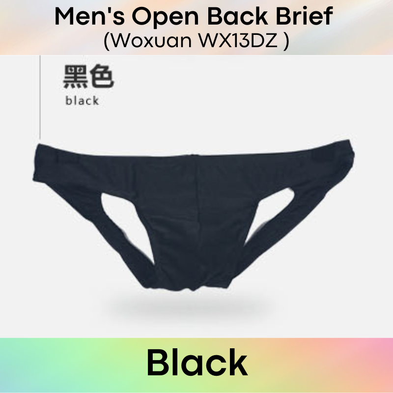 Men's Brief : Open Back Low Waist Metallic Brushed Polyester Brief (Woxuan WX13DZ)