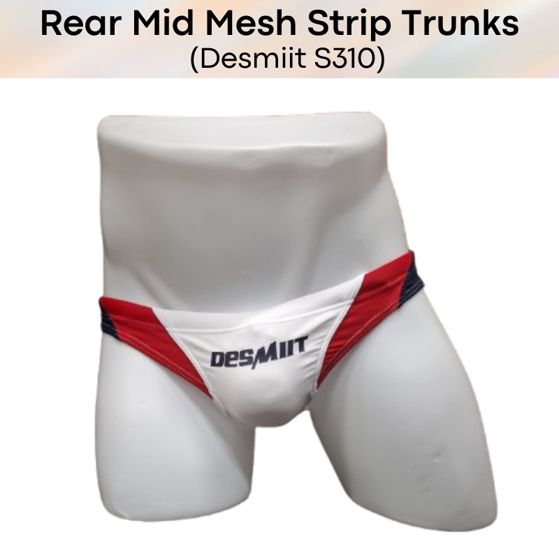 Men's Swimwear: Rear Mid Mesh Strip Swimming Trunks with Drawstring (S310)