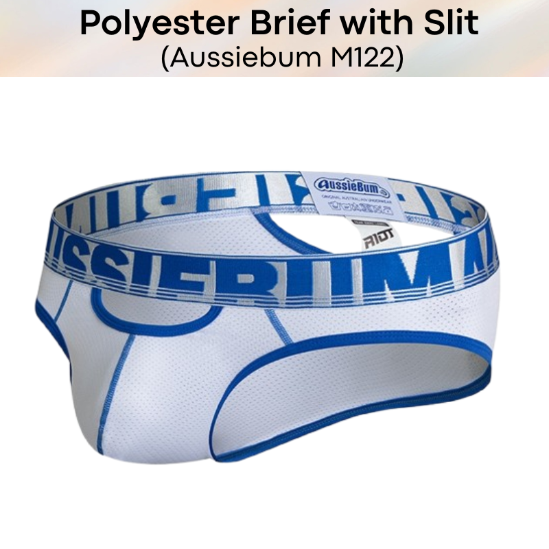 Men's Brief: Polyester Brief with Airholes and Front/Rear Slit Opening (M122)