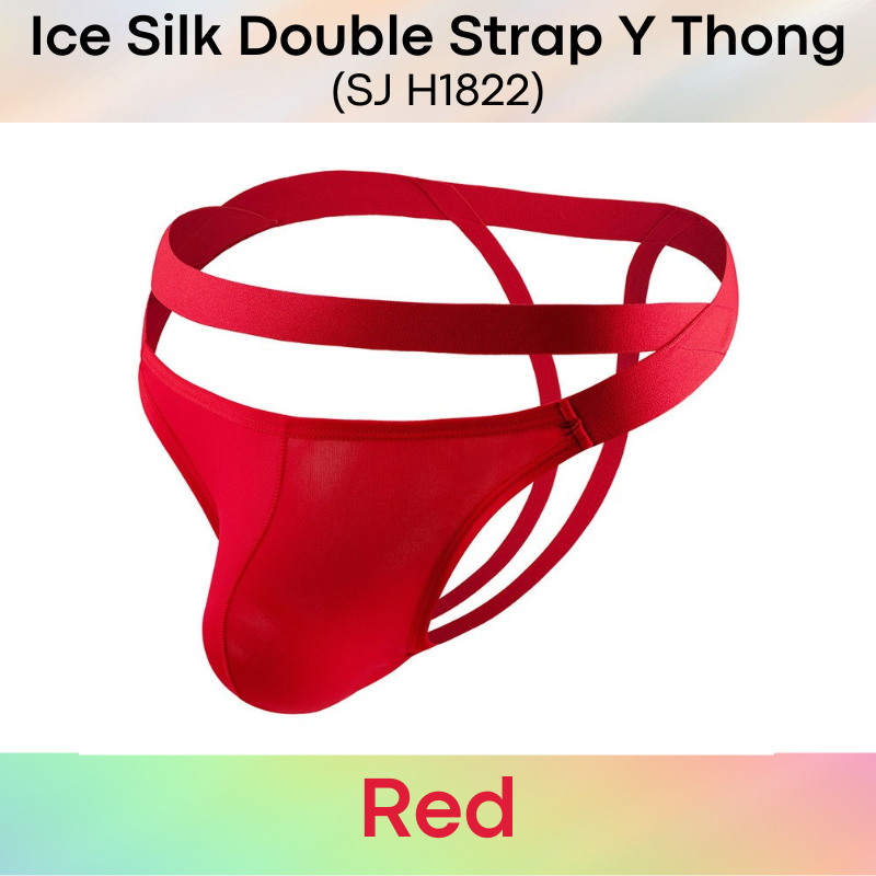 Men's Thong : Nylon Ice Silk Double Strap Y Thong (SJ H1822)