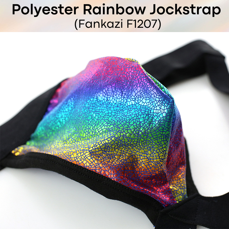Men's Jockstrap: Polyester Rainbow Jockstrap Underwear (F1207)