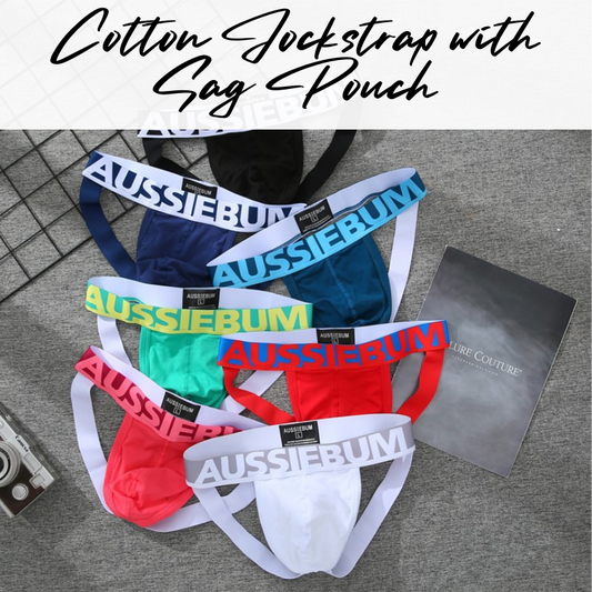 Men's Jockstrap: Cotton Jockstrap with Sag Pouch (A122)