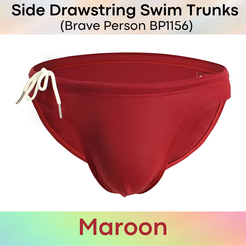 Men's Swimwear: Nylon Brief Design Swim Trunks with Side Drawstring (BP1156)