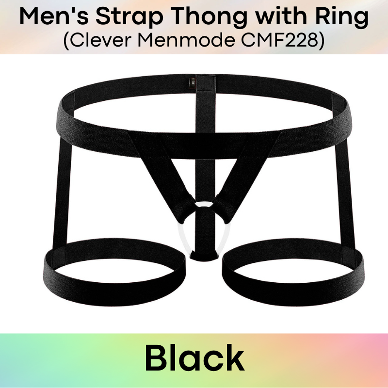 Men's Thong : Thong with Ankle Strap and Penis Ring (Clever Menmode CMF228)