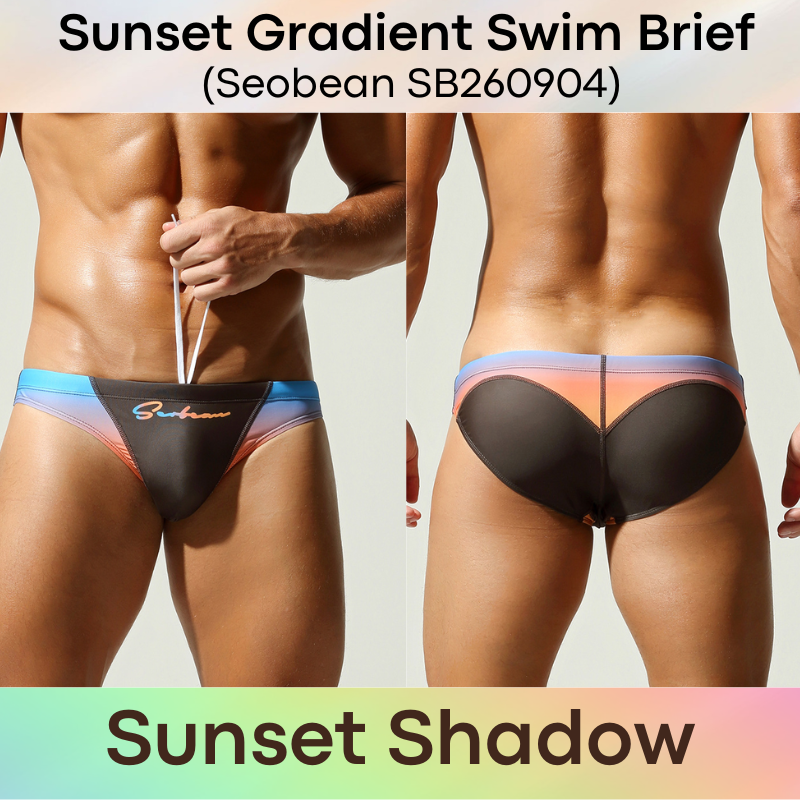 Lifestyle: Men's Sunset Gradient Printed Swimming Brief Trunks (SB260904)
