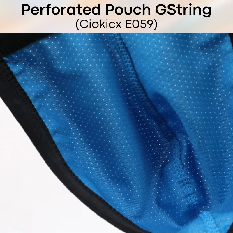Men's GString: Perforated Large Pouch GString Underwear (E059)