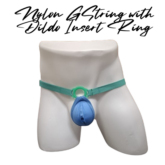 Men's GString: Nylon Thin Pouch GString with Adjustable Wastband and Dildo Insert Ring (A033DKX)