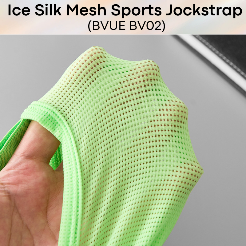 Men's Jockstrap: Polyester Ice Silk Mesh Sports Jockstrap in Metallic Colours Underwear (BV02)