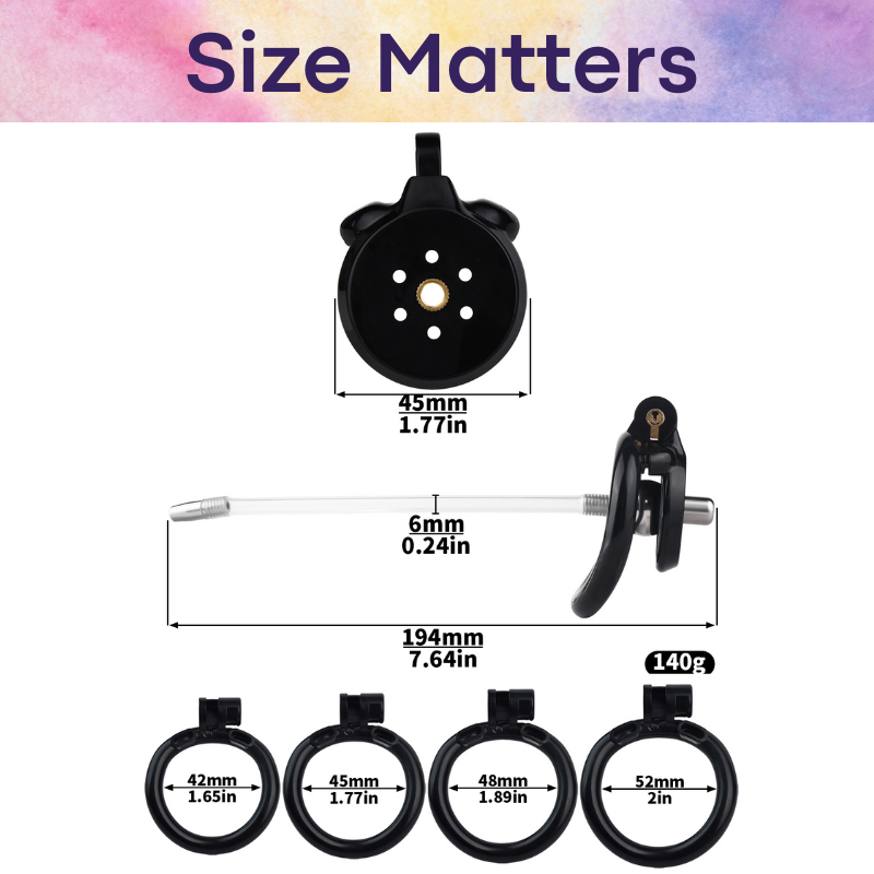 Adult Toy: Men's Resin Chastity Cage with Urethral Catheter (FRRK216DG9C)