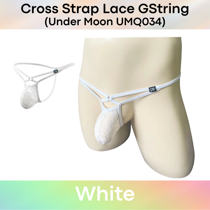 Men's GString: Nylon Sheer Lace 3D Convex Pouch Low Waist GString Underwear (UMQ034)