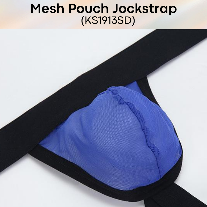 Men's Jockstrap: Polyester Mesh See Through 3D Pouch Jockstrap Underwear (KS1913SD)