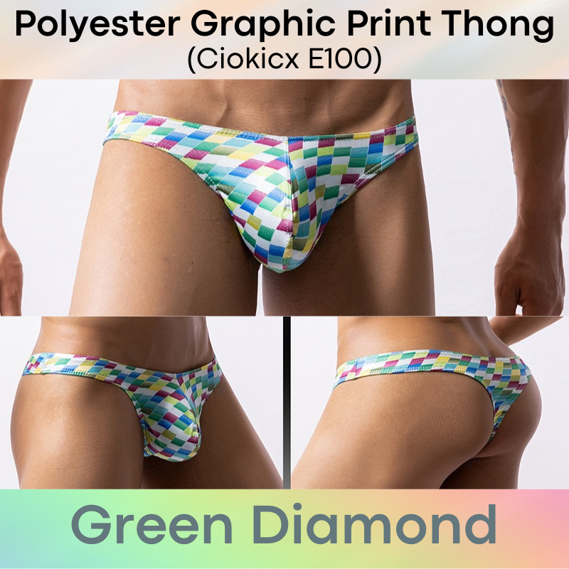 Men's Thong : Polyester Graphic Print Low Waist Thong (Ciokicx E100)