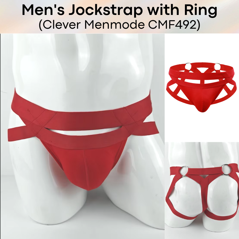 Men's Jockstrap : Double Cross with Metal Ring Underwear (Clever Menmode CMF492)