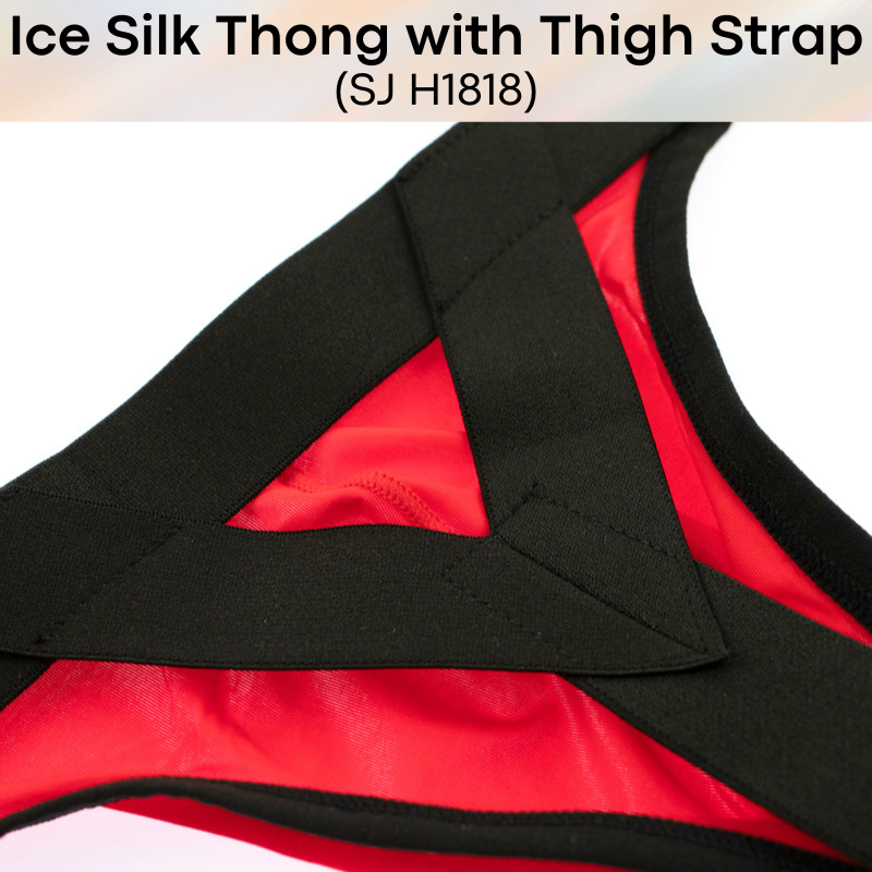 Men's Thong : Nylon Ice Silk Thong with Thigh Strap (SJ H1818)