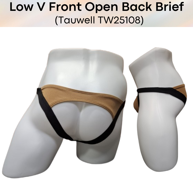 Men's Brief: Cotton Open Back Brief with Low V Front Underwear (TW25108)