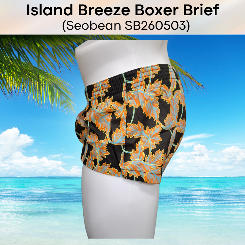 Men's Boxer: Cotton Island Breeze Print Boxer Brief Trunks Shorts-Underwear (SB260503)