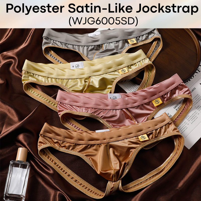 Men's Jockstrap: Polyester Satin-Like Low Waist Jockstrap Underwear (WJG6005SD)
