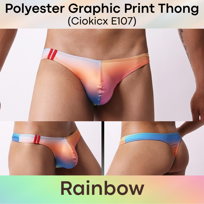 Men's Thong : Polyester Graphic Print / with Airholes Low Waist Thong (Ciokicx E107)