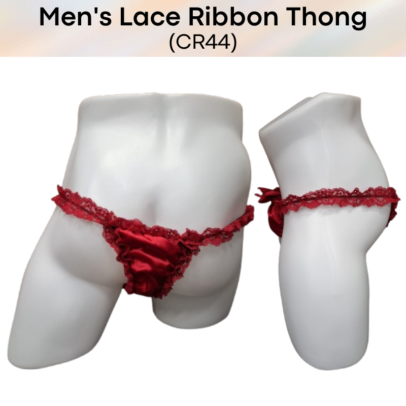 Men's Thong : Lace and Ribbon Underwear (CR44)