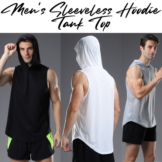 Men's Tee: Polyester Sleeveless Slim Fit Tank Top with Hoodie (BX10002)