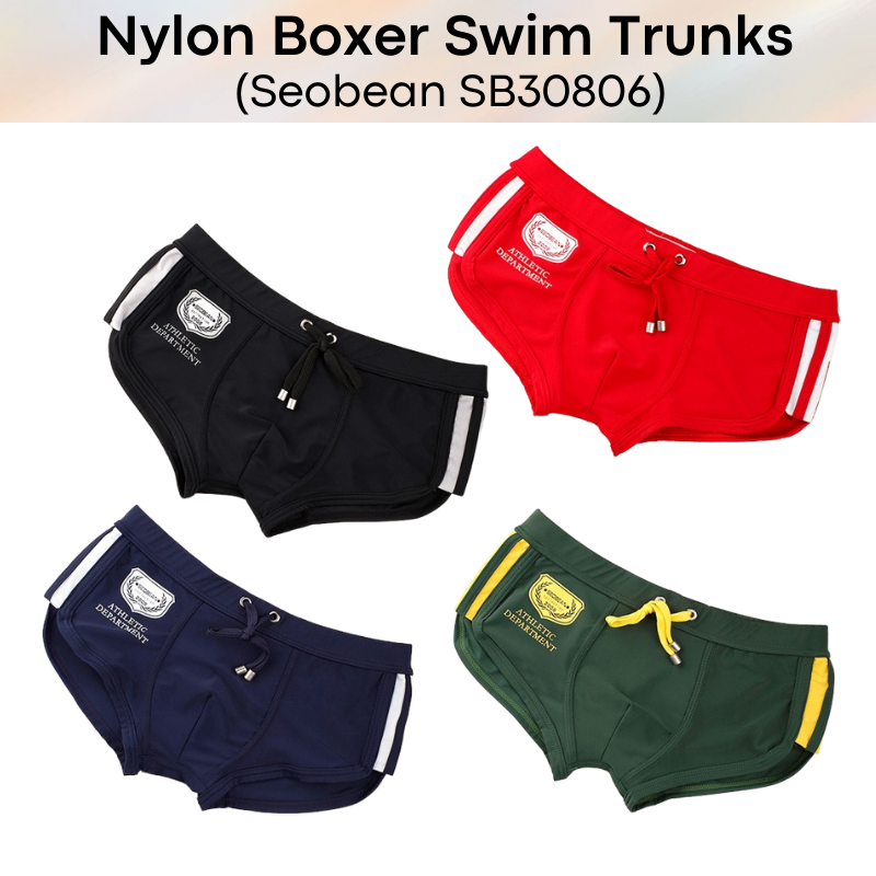 Men's Swimwear: Nylon Low Rise Boxer Swim Trunk with Drawstring (SB30806)