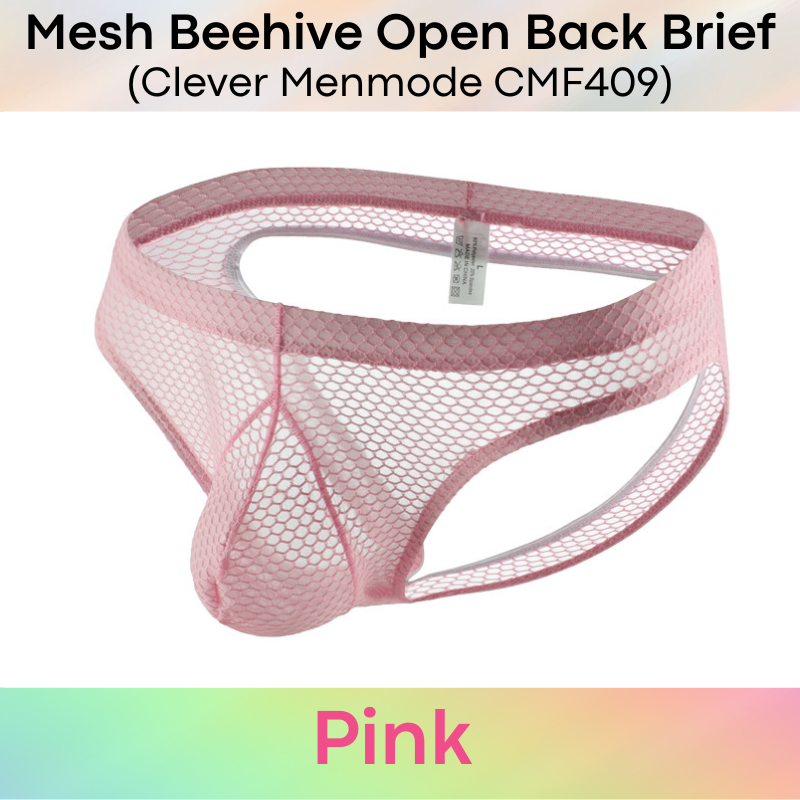 Men's Brief: Polyester Mesh Beehive Open Back Brief (CMF409)