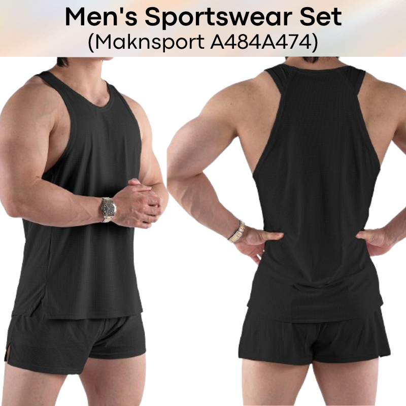 Men's Sportswear : Sleeveless Tee and Shorts with Inner Anti-Abrasion Tights (Maknsport A484/A474)