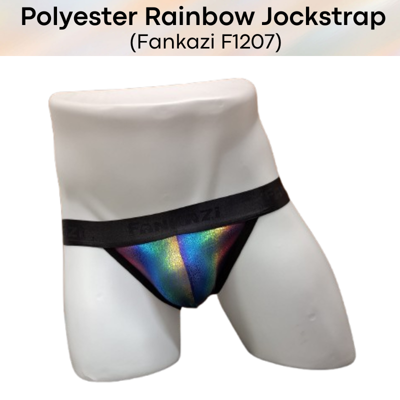 Men's Jockstrap: Polyester Rainbow Jockstrap Underwear (F1207)