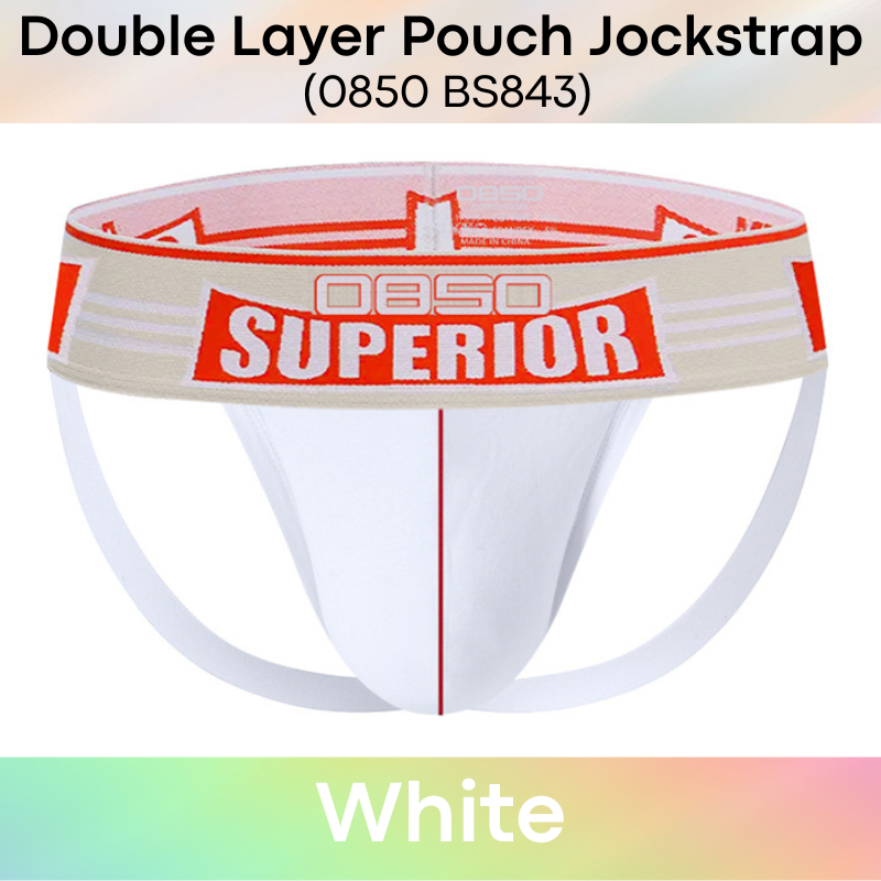 Men's Jockstrap: Cotton Double Layer Pouch with Spandex Waistband (BS843)