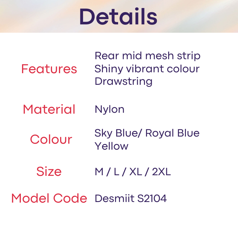 Men's Swimwear: Nylon Bikini Drawstring Swimming Trunks with 3D Convex Pouch Strip in Shiny Colours (S2104)