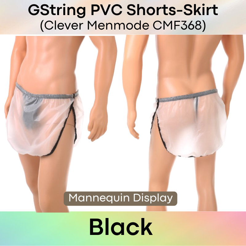 Men's Shorts: PVC Shorts with High Side Split Skirt-Like Homewear (CMF368)