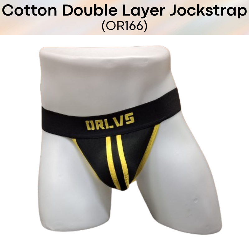 Men's Jockstrap: Cotton Double Layer 3D Pouch Jockstrap Underwear (OR166)