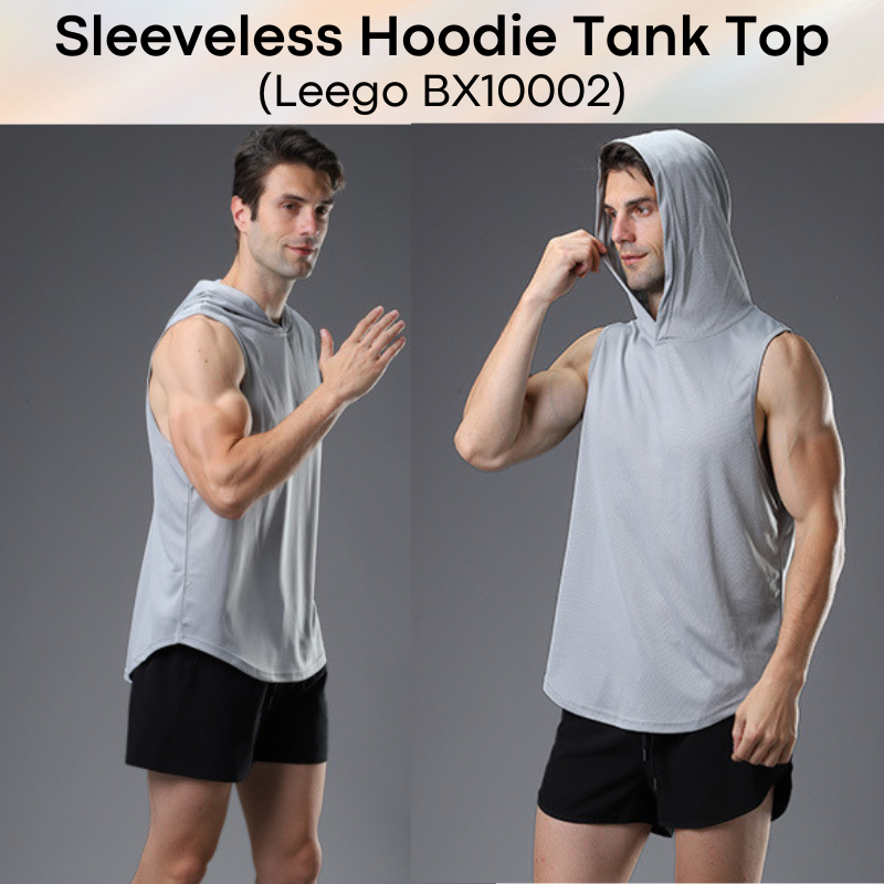 Men's Tee: Polyester Sleeveless Slim Fit Tank Top with Hoodie (BX10002)