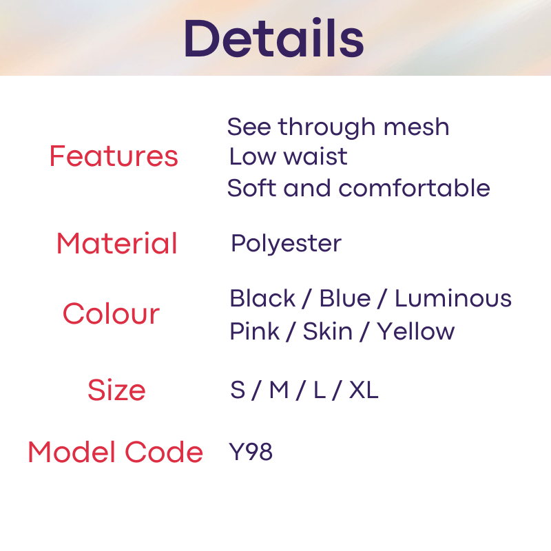 Men's Thong: Polyester Mesh Low Waist Thong (Y98)