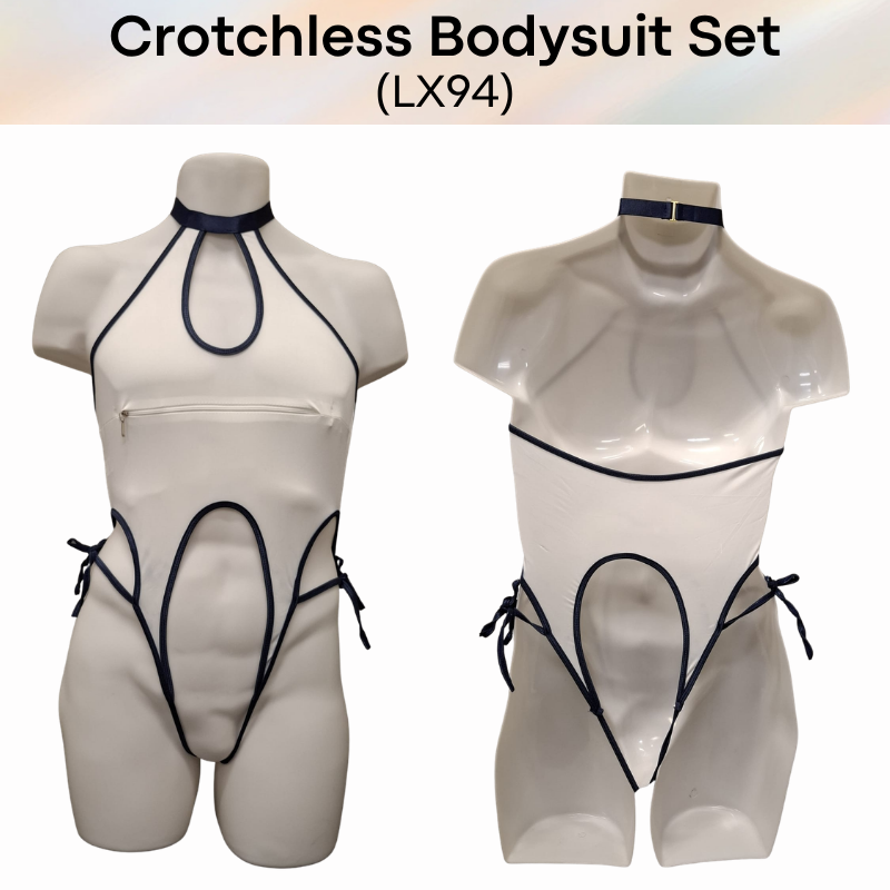 Unisex Underwear: Polyester Crotchless with Blindfold/Stocking Set Underwear (LX94)