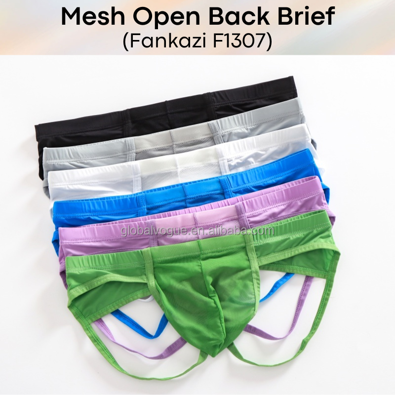 Men's Brief: Brief with Mesh See Through Underwear (F1307)