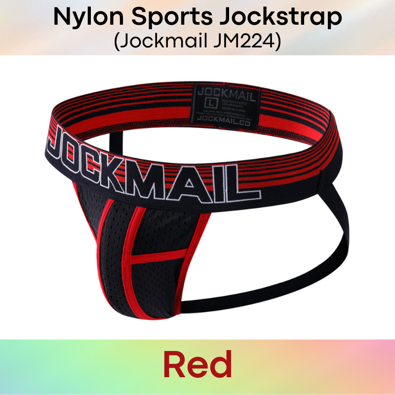 Men's Jockstrap: Nylon Perforated Double Layer 3D Pouch Rugby Sports Jockstrap (JM224)