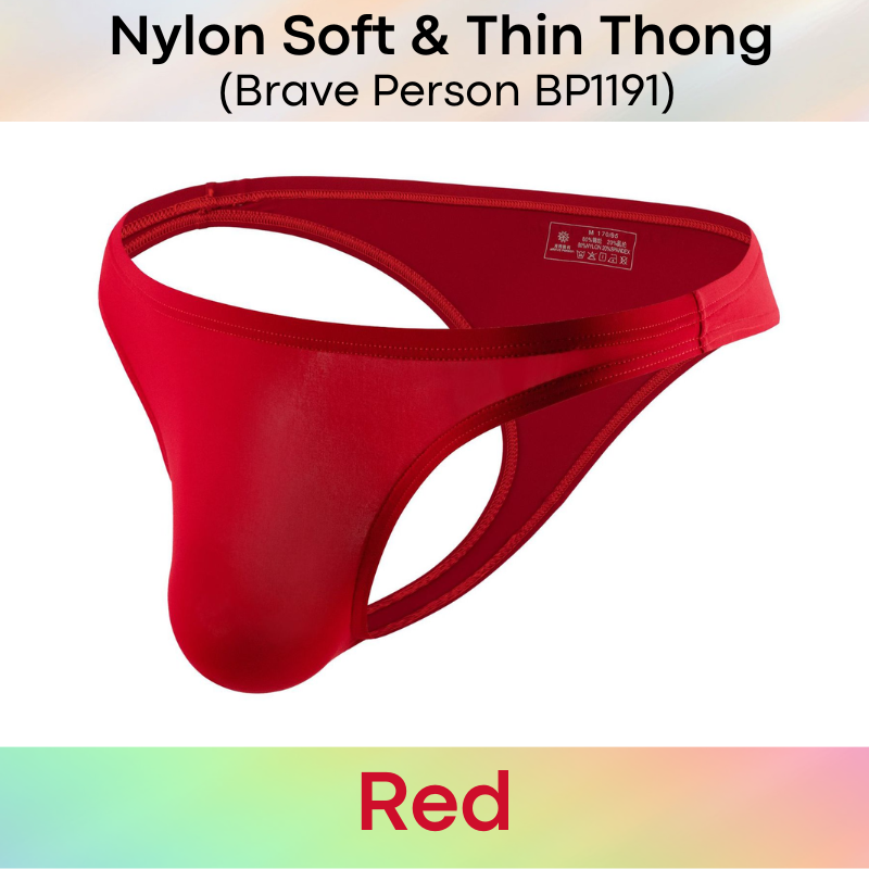 Men's Thong: Nylon Wide Front Close to Skin Thong Underwear (BP1191)