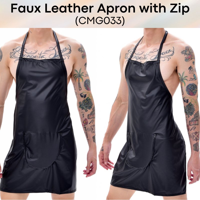Lifestyle: Polyester Faux Leather Apron with Opening Zipper (CMG033)