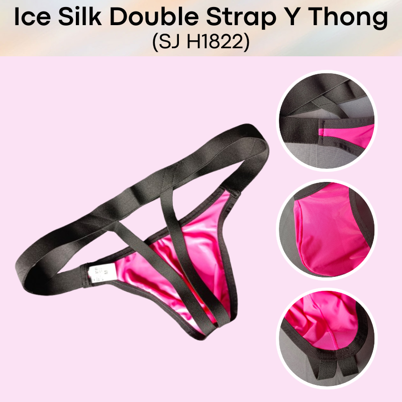 Men's Thong : Nylon Ice Silk Double Strap Y Thong (SJ H1822)