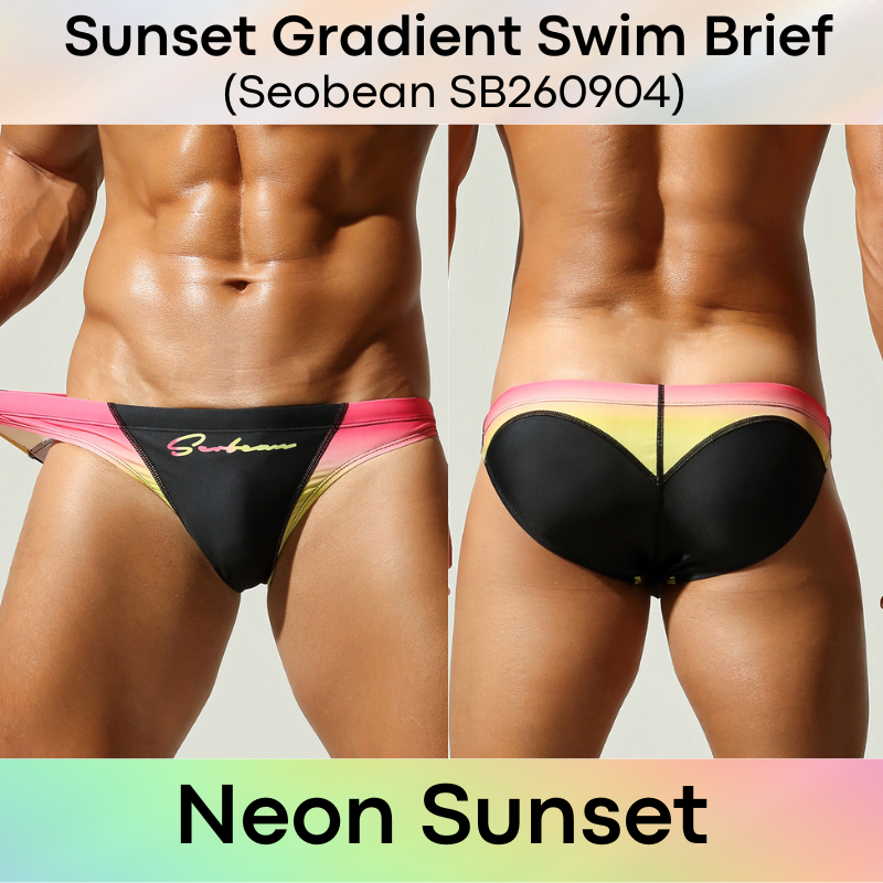 Lifestyle: Men's Sunset Gradient Printed Swimming Brief Trunks (SB260904)