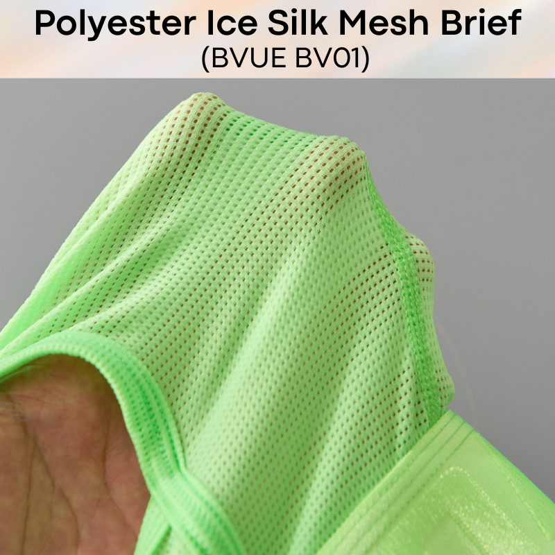 Men's Brief: Polyester Ice Silk Mesh Sports Brief in Metallic Colours Underwear (BV01)