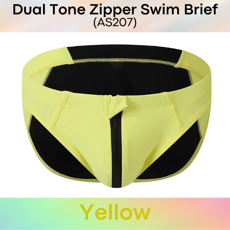 Men's Swim Trunks: Polyester Swim Brief Trunks with Zipper (AS207)