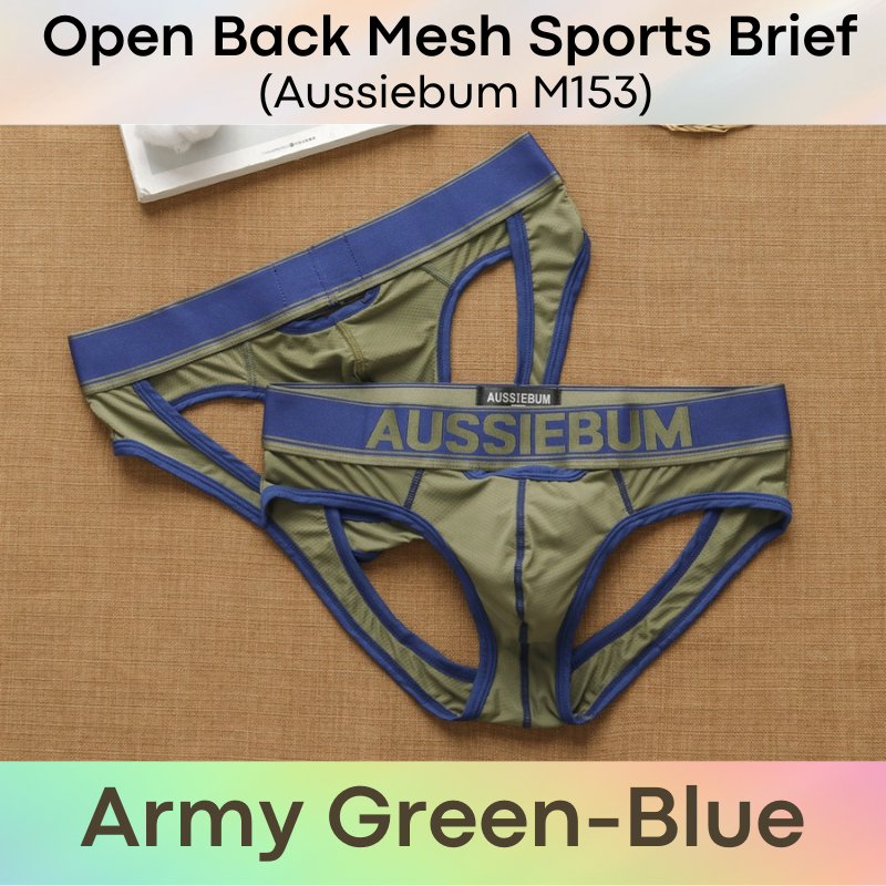 Men's Brief : Nylon Mesh Sports Brief with Front Pouch Opening (Aussiebum M153)