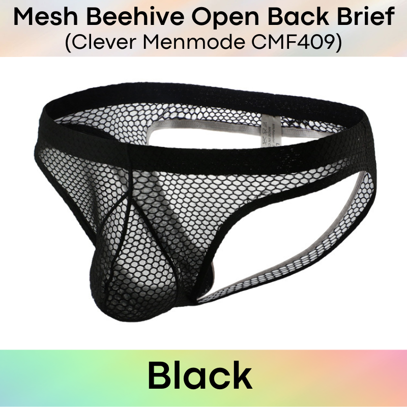 Men's Brief: Polyester Mesh Beehive Open Back Brief (CMF409)